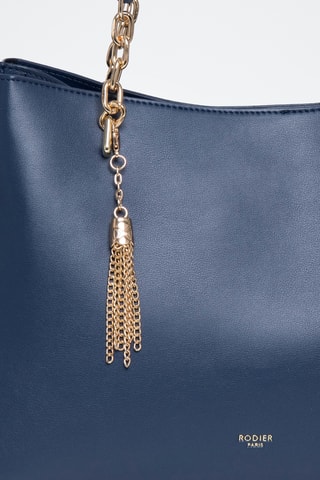 Sac porté épaule en cuir Nolian - Bleu marine