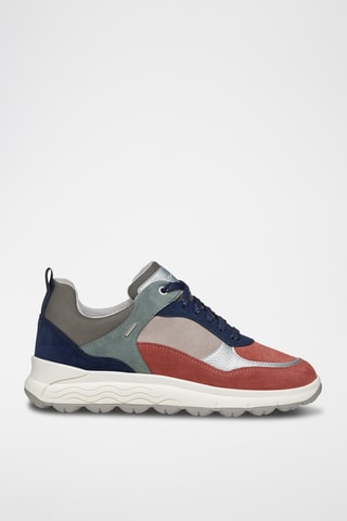 Baskets plateformes en cuir de veau nubuck Spherica - Vieux rose et bleu marine