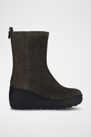 Bottines compensées en cuir de chèvre nubuck Spherica - Gris foncé