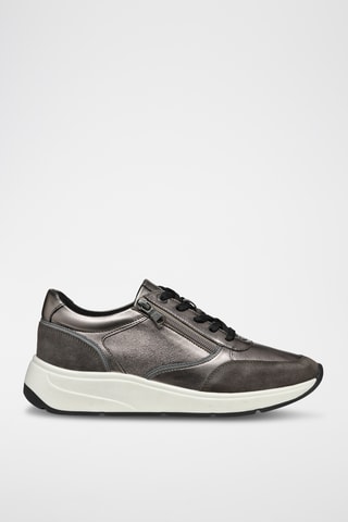 Baskets en cuir de veau nubuck Cristael - Taupe