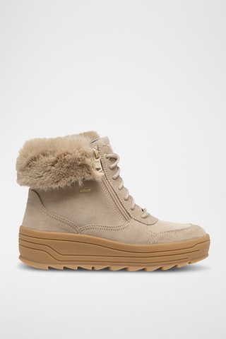 Bottines fourrées en cuir de veau nubuck Milleiny - Taupe