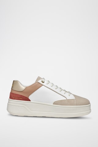 Baskets en cuir de veau nubuck Spherica - Blanc et beige
