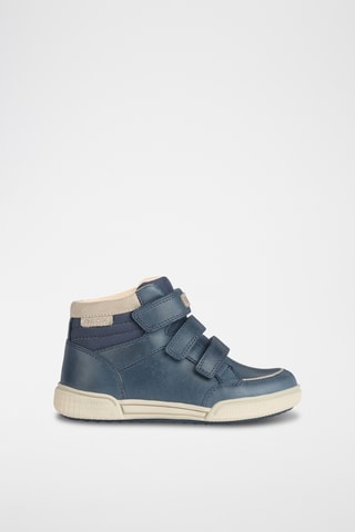 Baskets montantes en cuir Poseido - Bleu marine et gris