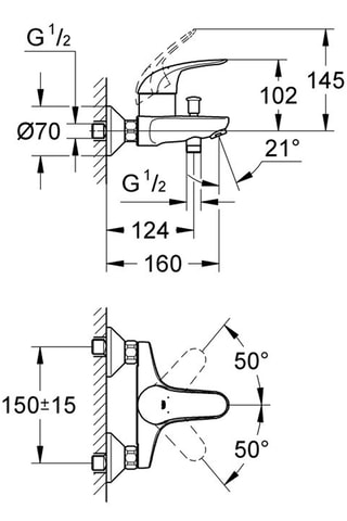 Mengkraan voor Douche/Bad aan de Wand Start
