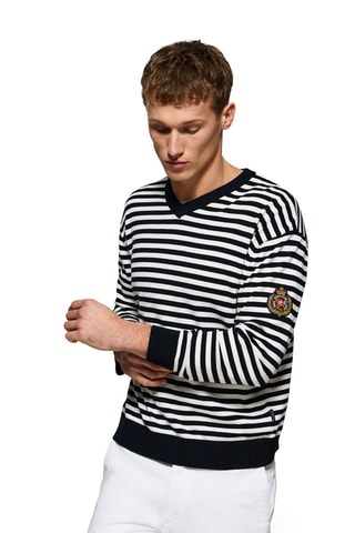 Pull - Bleu marine et blanc