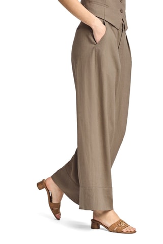 Pantalon wide legs en lin - Taupe