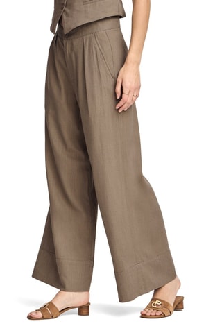 Pantalon wide legs en lin - Taupe