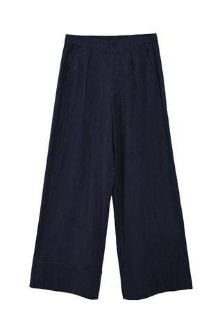 Pantalon wide legs en lin - Bleu marine