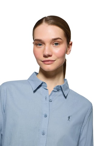 Chemisier regular en lin - Bleu