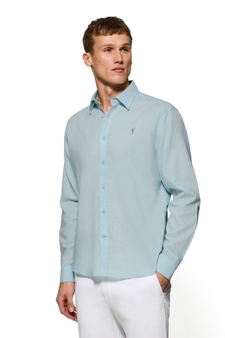 Chemise regular en lin - Bleu
