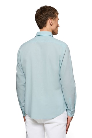 Chemise regular en lin - Bleu