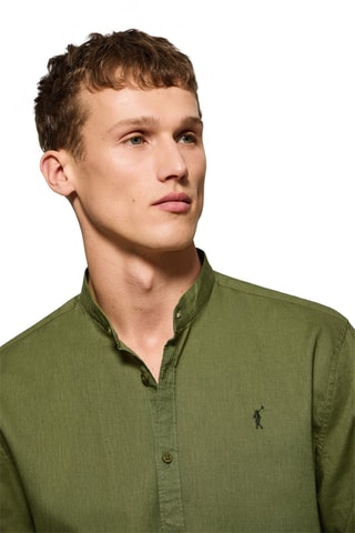 Chemise regular en lin - Kaki