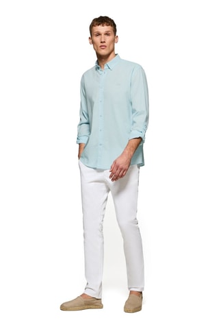Chemise regular en lin - Turquoise