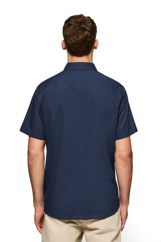 Polo regular en lin - Bleu marine