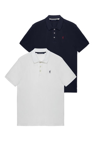 2 polos Bleu marine et blanc