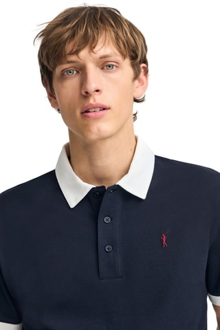 Polo regular - Bleu marine et blanc