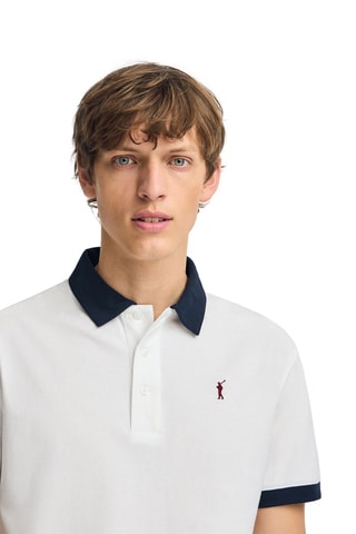 Polo regular - Blanc et bleu marine