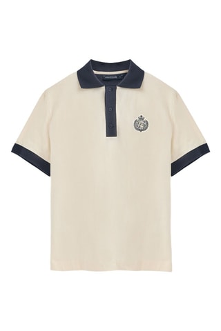 Polo regular - Ecru et bleu marine