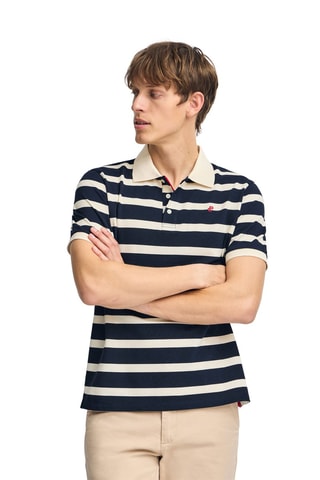 Polo regular - Bleu marine et écru