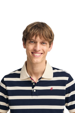 Polo regular - Bleu marine et écru