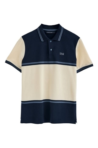 Polo loose - Bleu marine et écru