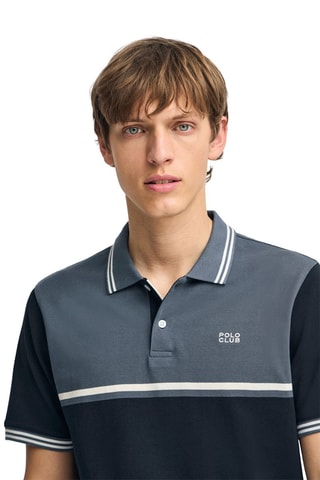 Polo loose - Gris et bleu marine
