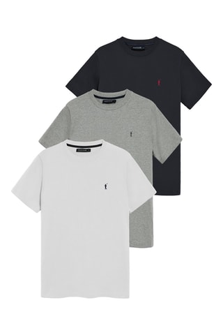 3 t-shirts regular - Bleu marine, gris et blanc