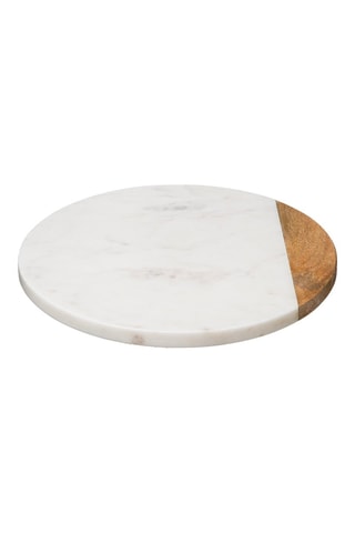 Plat de présentation tournant en marbre et manguier - 30 cm