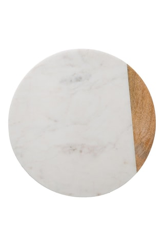 Plat de présentation tournant en marbre et manguier - 30 cm