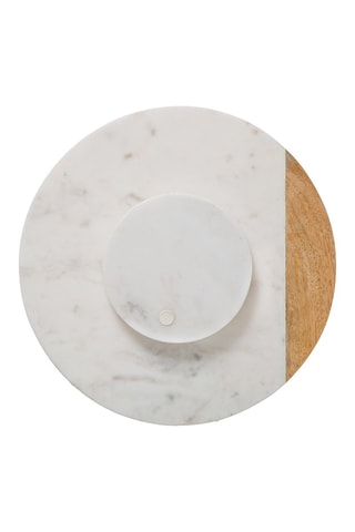 Plat de présentation tournant en marbre et manguier - 30 cm