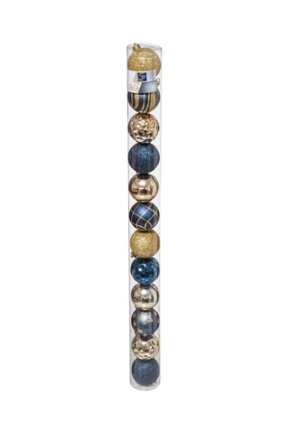 12 boules de Noël - Bleu et doré - 6 cm 