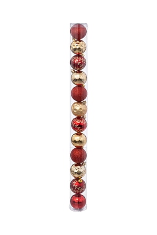 12 boules de Noël - Rouge et doré - 6 cm 