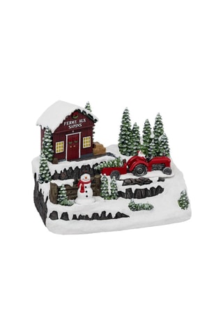 Décoration lumineuse Ferme aux sapins LED - Marron et blanc