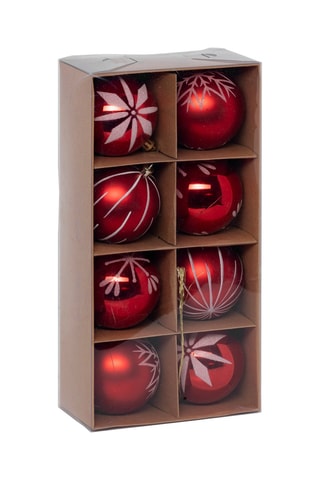 8 boules de Noël - Rouge - 8 cm 