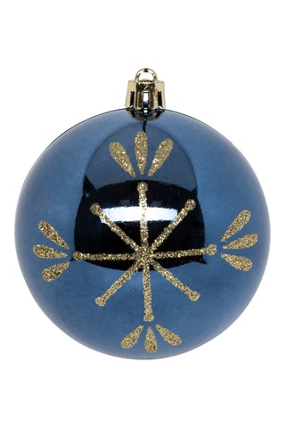 8 boules de Noël - Bleu et doré - 8 cm 