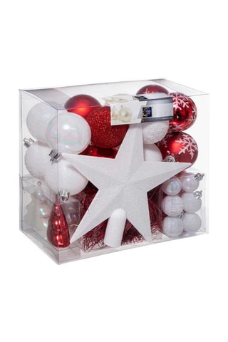 44 décorations sapin de Noël - Rouge et blanc