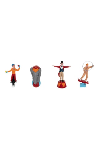 4 figurines de cirque - Rouge, gris et orange
