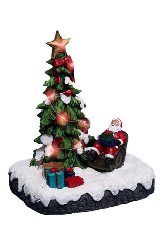 Village de noël Père Noël LED - Vert foncé et blanc