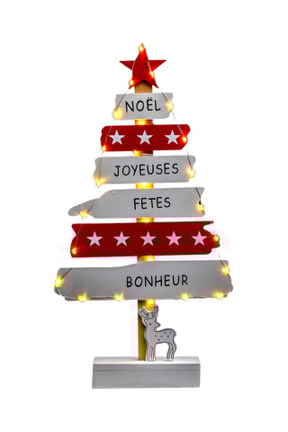 Sapin et renne LED - Blanc et rouge