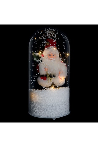 Père Noël sous cloche LED - 25,3 cm - Rouge