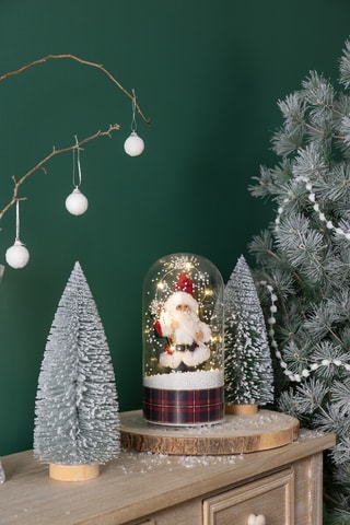 Père Noël sous cloche LED - 25,3 cm - Rouge