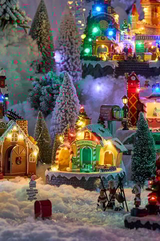 Poste du père noël LED - Jaune et vert clair
