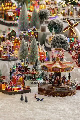 Grand carrousel musical LED - Marron et rouge
