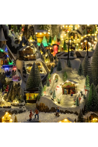 Village de noël location de skis LED - Blanc et vert foncé