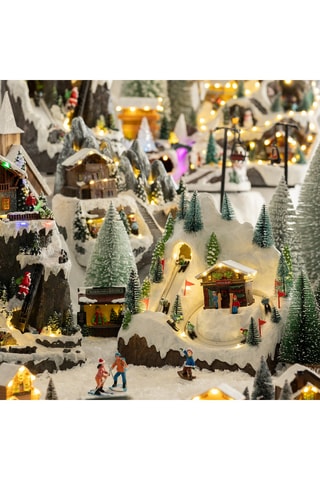 Village de noël location de skis LED - Blanc et vert foncé
