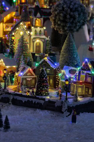 Village de noël musical LED - Blanc et vert