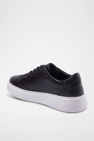 Sapatilhas com plataforma de couro - Preto