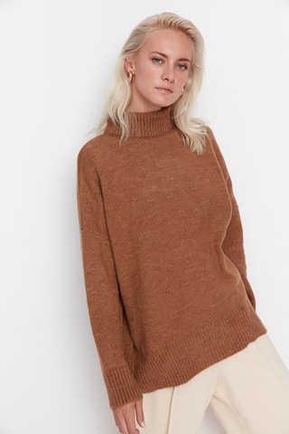 Camisola oversize Castanho-claro mesclado