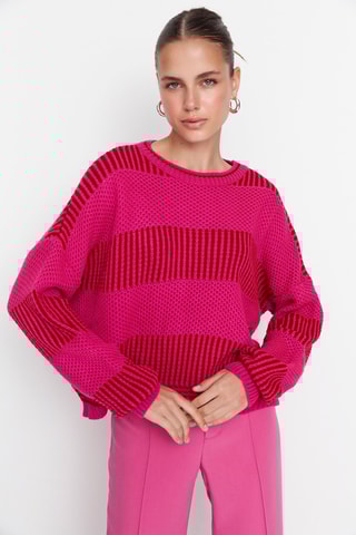 Camisola às riscas Fúcsia e vermelho