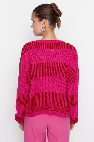 Camisola às riscas Fúcsia e vermelho
